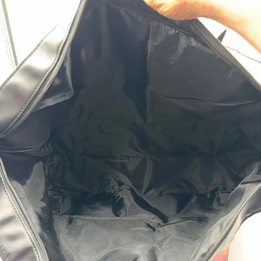 Victorias Secret Black Striped Lace Up Canvas Tote Bag Rose Gold Grommets NWT - Picture 10 of 11